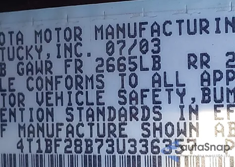 2003 Toyota Avalon Xls из США, поврежденный, VIN 4T1BF28B73U336357